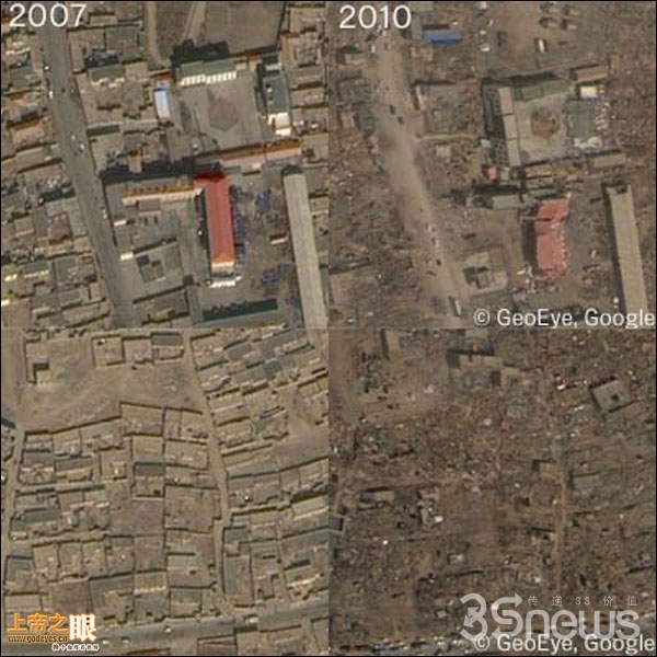 Google Earth更新玉树震后卫星影像