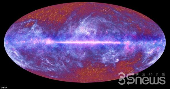 欧航局普朗克太空望远镜绘出首幅宇宙全景图