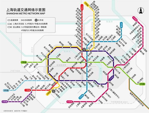 地铁粉丝首创上海轨道交通等距离线路图