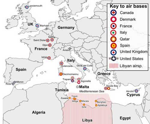 卫星拍摄到轰炸利比亚的多国战机巢穴（组图）