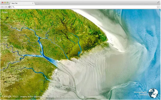 Chrome标签页呈现Google Earth精美卫星照片