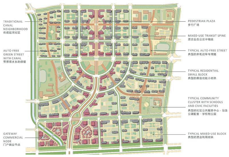 济南张马片区详细设计规划图,功能混合街区位于公交干道沿线
